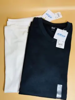 【新品】UNIQLO エアリズムコットンリラックスフィットVネックT（5分袖）