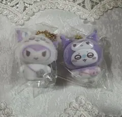 ちいかわサンリオ　シークレットフロッキーマスコットチャーム　クロミ×モモンガ