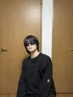 ダメージ加工 オーバーサイズ クルーネック ニット ブラック【ボロ系】