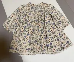 リリーアイボリー　95センチ 花柄ワンピース　シャツワンピース　長袖　綿100%