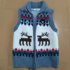DOUBLE.B トナカイ柄ニットベスト 110