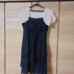 ブラックシフォンフリルドレス