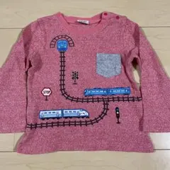 電車刺繍 長袖Tシャツ バブチップ　Bab Chip 90