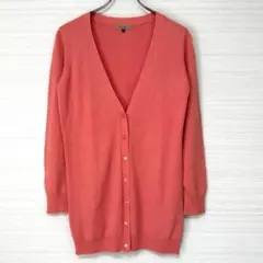 プロポーション カーディガン ロング丈 薄手(M)サーモンピンク ベルトループ有