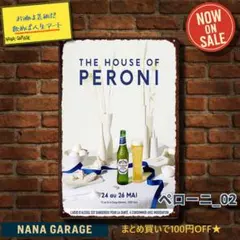 ★ペローニ_02★ブリキ看板 酒[20251101]乾杯 都市 食卓 ビール