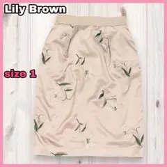 リリーブラウン LILY BROWN フラワー刺繍 サテンタイトスカート ピンクのサムネイル