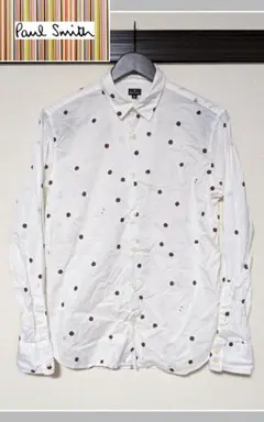 【PS Paul Smith】長袖シャツ/総柄/ドット柄/ロゴ/日本製/美品