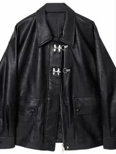 ブラックレザーオーバーサイズジャケット L