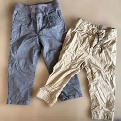 グレーとベージュの長ズボンセット