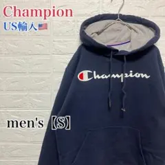 ●D398【US輸入】チャンピオン スウェットパーカー ネイビー系 メンズ【S】