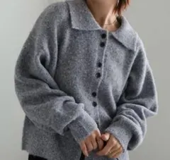 【SALE】セレクトモカ　ボタンアップポロカーディガン　グレー