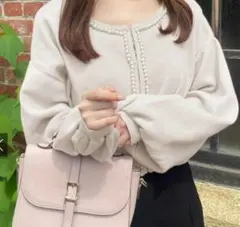 GRL グレイル ビジュー付き アンサンブル ニット カーディガン