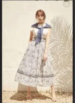Herlipto paisley-print Cotton Long Skirtのサムネイル