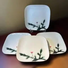 深川製磁　植物デザイン 皿 4枚セット