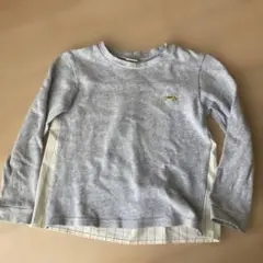 petit main グレー 長袖カットソー 110（後ろはストライプ）