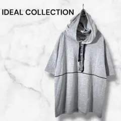 イデアルコレクション　ビッグシルエット　Ｌ　半袖　パーカー　グレー　フード