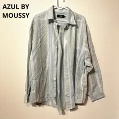 AZUL BY MOUSSY ストライプ 長袖シャツ　ライトグリーン　ブルーのサムネイル