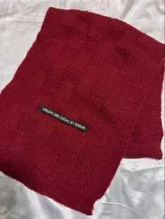 ニットマフラー ケーブル編み 赤