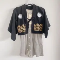 紋付き袴風ロンパース　綿100% 70cm 記念撮影やお祝いに♡