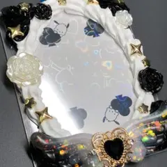 #61トレカケース ホイップデコ モノトーン 黒 白 ゴールド ハート 天使