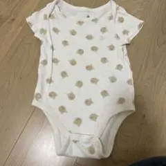 ベージュクマ柄ロンパース 80