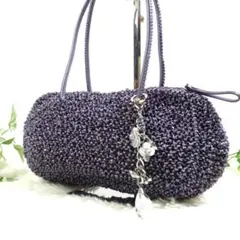 美品　アンテプリマ　ワイヤーバッグ　ハンドバック　パープル　チャーム付き