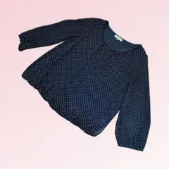 ＜NATURAL BEAUTY BASIC＞ネイビー ドット柄 長袖シャツ