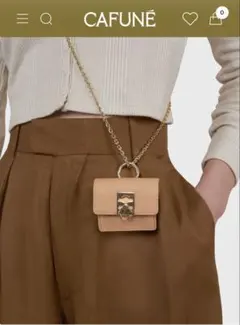 ⭐️未使用品⭐️　CAFUNE カフネ　ダブルCウォレット　三つ折り財布　金金具 Cafuné カフネ - Double-C Wallet - Tan