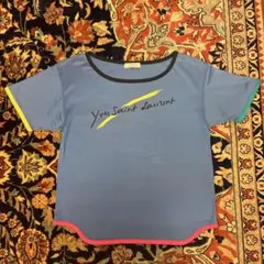80-90s YSL イヴ・サンローラン ロゴ リンガーT 短丈 Y2K 古着