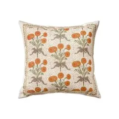 クッションカバー　オレンジ　花柄　北欧風　座布団 抱き枕 背あて オフィスワーク