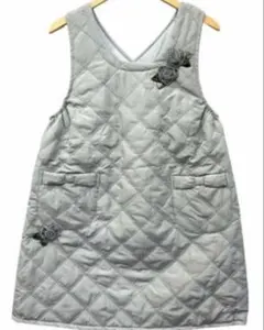 中綿キルティングエプロン　ブルー