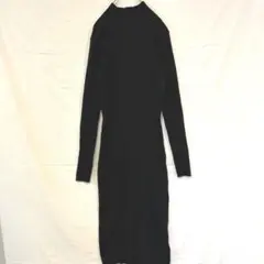 H&M リブニットワンピース　長袖　ロング丈　タートルネック　スリムフィット　M