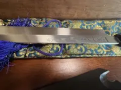 正本総本店 尺一 純日本鋼 本焼 銀二巻 黒檀柄 名入 黒檀鞘 袱紗・箱付のサムネイル