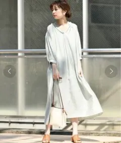 natural couture たっぷりギャザーシャツワンピ ミントグリーン