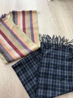 ストライプとチェックのマフラー2点セット