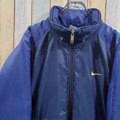 6-294☆ナイキ☆中綿入りナイロンジャケット☆ブルゾン☆デカロゴ刺繍☆L相当