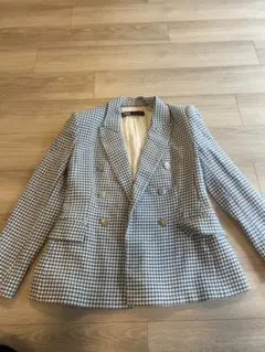 ZARA チェック柄 春物 ダブルブレスト テーラードジャケット S