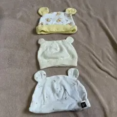 耳付きベビー帽子3点セット