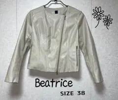 Beatrice フェイクレザージャケット 38ベージュ ノーカラー