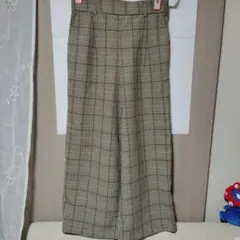 グレー系チェック ワイドパンツ