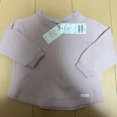新品 プティマイン ワッフル長袖Tシャツ 90 ピンク petit main