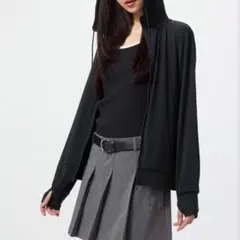 UNIQLO エアリズムUVカットメッシュフルジップパーカ ブラック XL