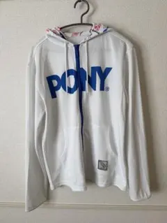 PONY ラッシュガード風ジップアップパーカー ホワイト Lサイズのサムネイル