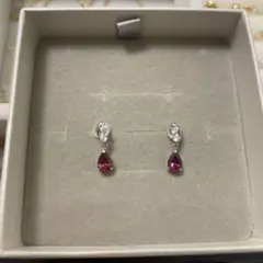 専用K10ホワイトゴールドロードライトガーネットピアス