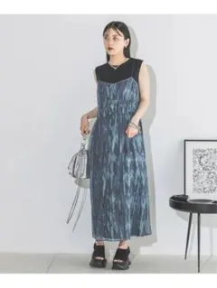 シアー素材 キャミワンピース グレー系