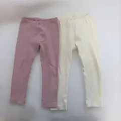 UNIQLO ユニクロ　リブ編みレギンス ピンク アイボリー2枚セット 100