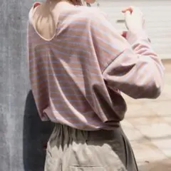 Kastane ボーダーBACKあきロンT