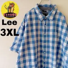 USA古着 Lee　半袖ボタンシャツ3XL　ブルーホワイトチェックのサムネイル