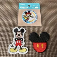 ミッキーマウス　刺繍ワッペン　3点セット
