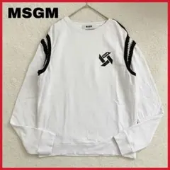 イタリア製 MSGM レース切替 スウェット S メンズ 黒プリント 白